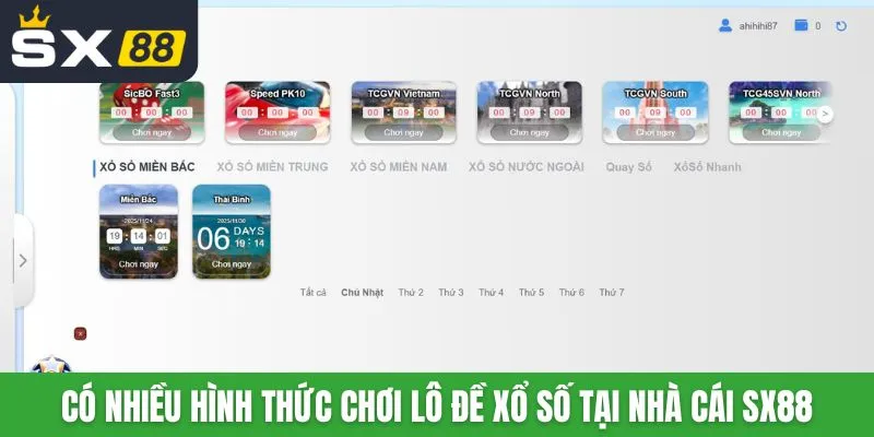 Có nhiều hình thức chơi lô đề xổ số tại nhà cái SX88